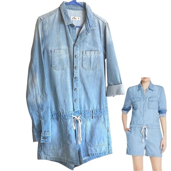 Hollister Denim Romper Women’s Size Medium Blue Denim Romper, NWOT - Picture 5 of 9